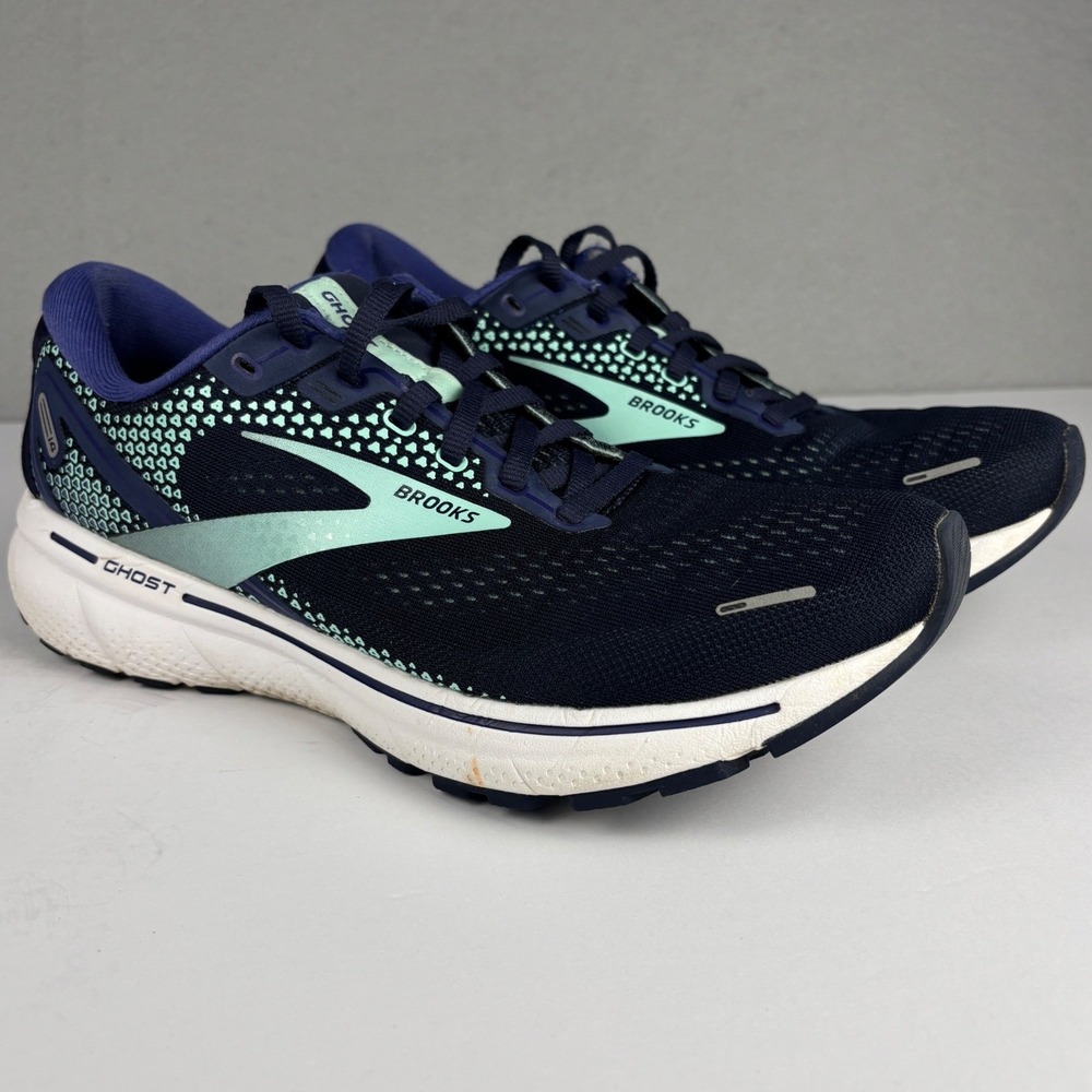 Brooks Ghost 14 Running Shoes Navy Yucca Blue Womens Size 10 Medium 1203561B446